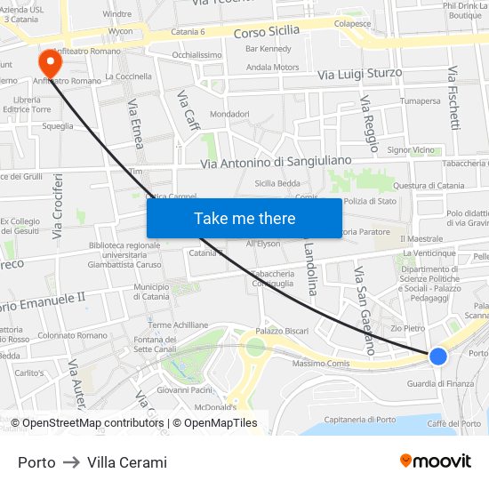Porto to Villa Cerami map