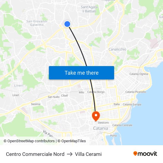 Centro Commerciale Nord to Villa Cerami map