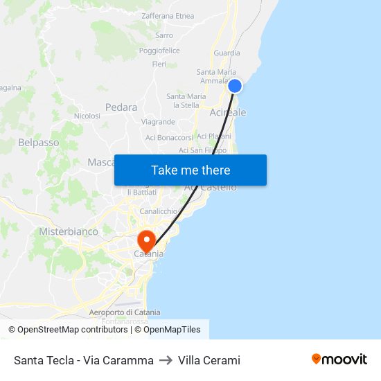Santa Tecla - Via Caramma to Villa Cerami map