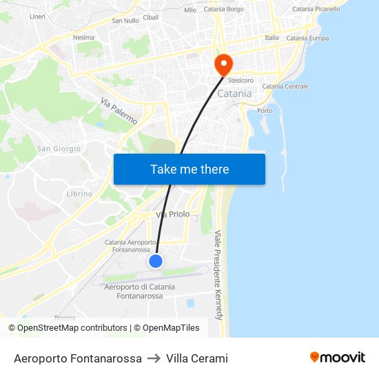 Aeroporto Fontanarossa to Villa Cerami map