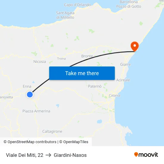 Viale Dei Miti 22 to Giardini-Naxos map