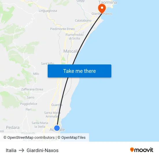 Italia to Giardini-Naxos map