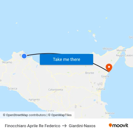 Finocchiaro Aprile King Frederick to Giardini-Naxos map