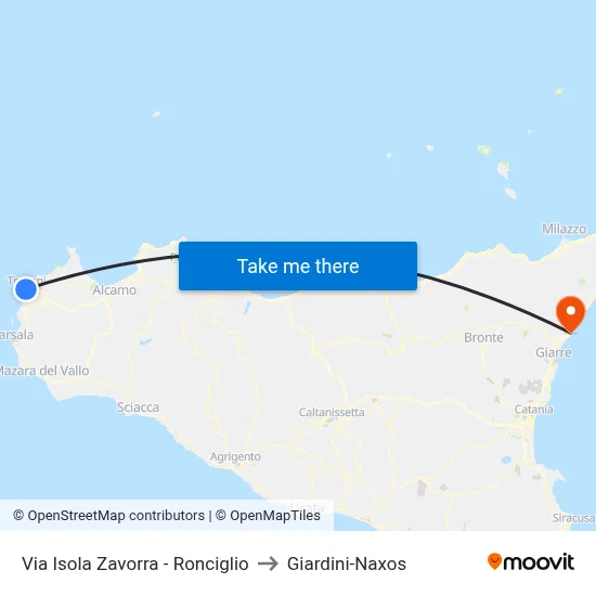 Zavorra Island Street - Ronciglio to Giardini-Naxos map