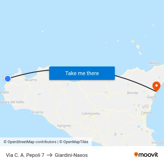 C. A. Pepoli Street 7 to Giardini-Naxos map