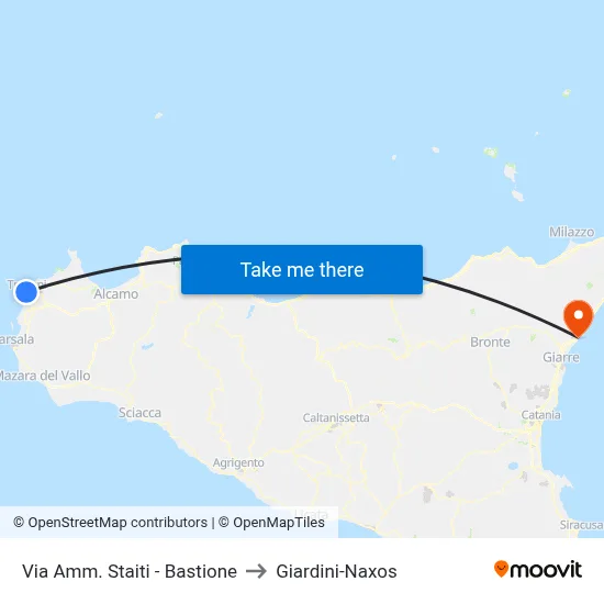 Admiral Staiti Street - Bastion to Giardini-Naxos map