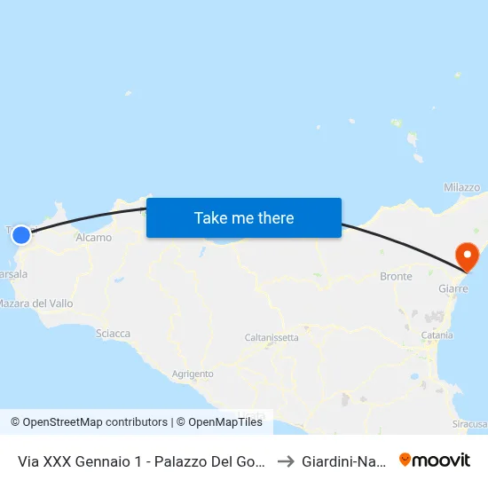 January 30th Street 1 - Government Palace to Giardini-Naxos map