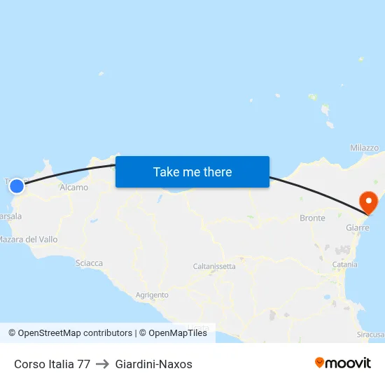 Italia Avenue 77 to Giardini-Naxos map