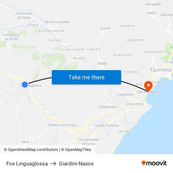 Fce Linguaglossa to Giardini-Naxos map