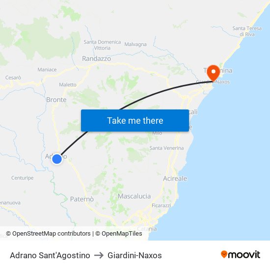 Fce Adrano Sant'Agostino to Giardini-Naxos map
