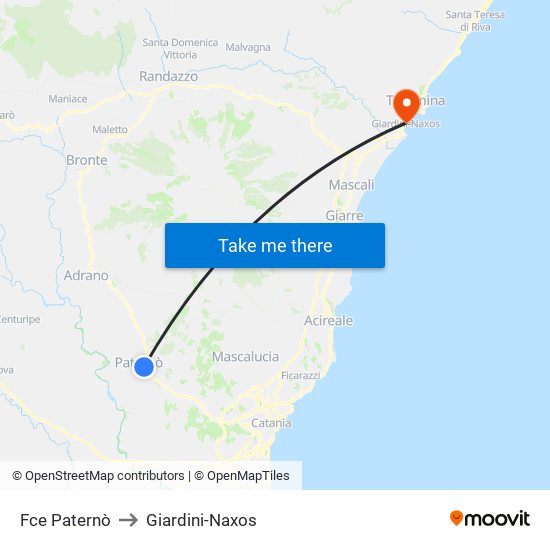 Fce Paternò to Giardini-Naxos map