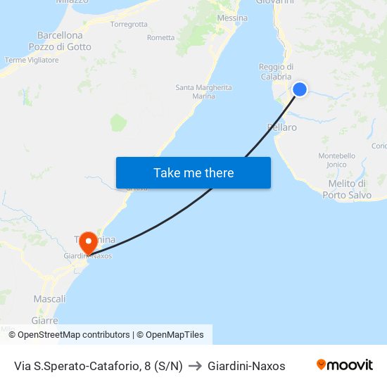 Via S.Sperato-Cataforio, 8 (S/N) to Giardini-Naxos map