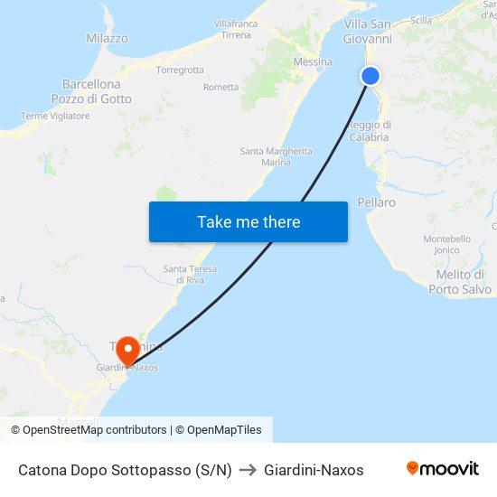Catona  Dopo Sottopasso (S/N) to Giardini-Naxos map