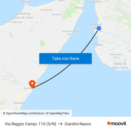 Via Reggio Campi, 110 (S/N) to Giardini-Naxos map