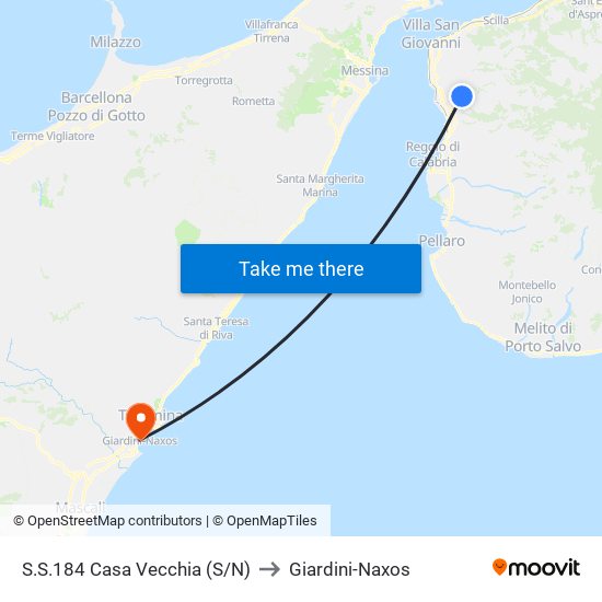 S.S.184  Casa Vecchia (S/N) to Giardini-Naxos map