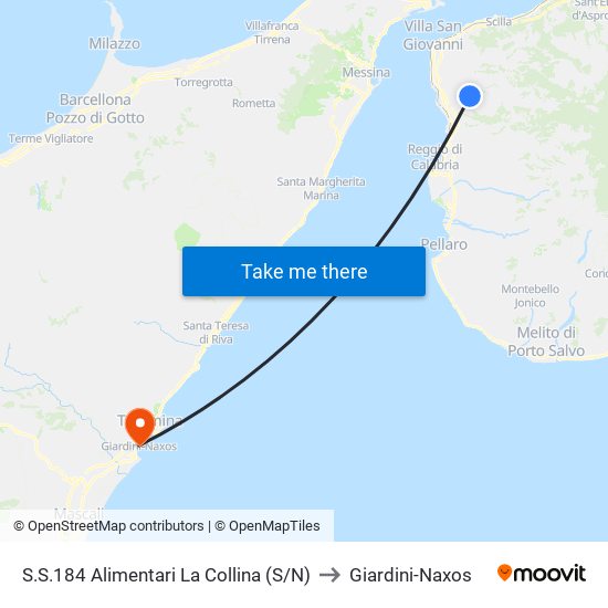 S.S.184  Alimentari La Collina (S/N) to Giardini-Naxos map