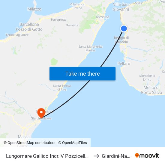 Lungomare Gallico Incr. V Pozzicello S/N to Giardini-Naxos map