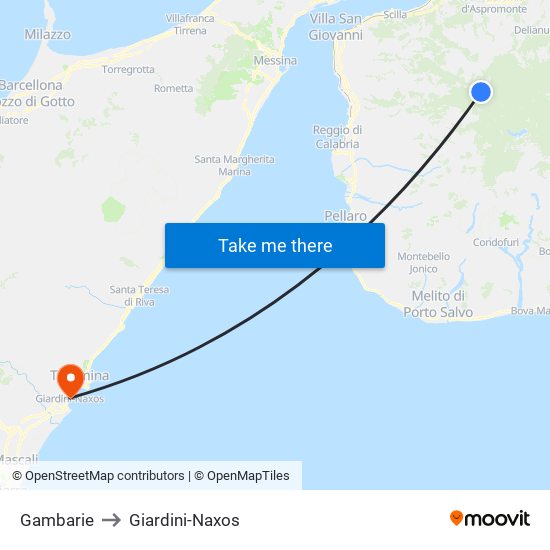 Gambarie to Giardini-Naxos map