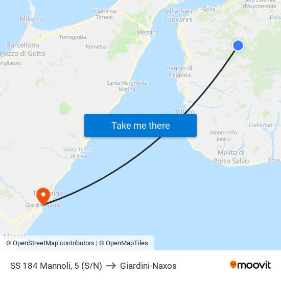 SS 184  Mannoli, 5 (S/N) to Giardini-Naxos map