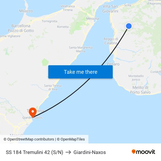 SS 184  Tremulini 42  (S/N) to Giardini-Naxos map