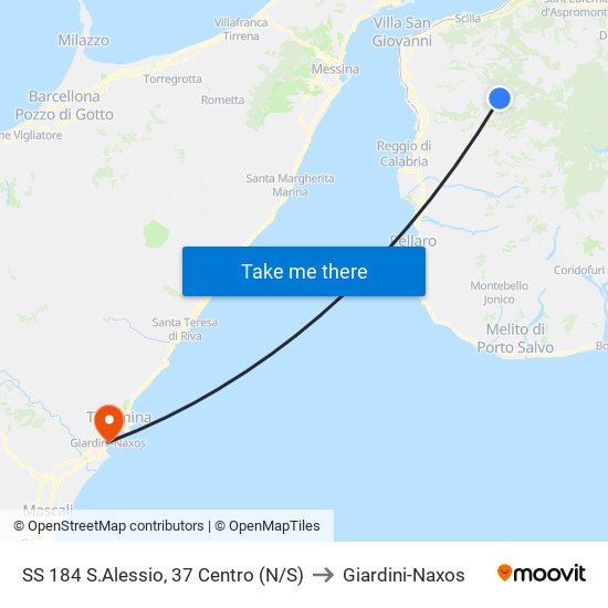 SS 184  S.Alessio, 37 Centro  (N/S) to Giardini-Naxos map