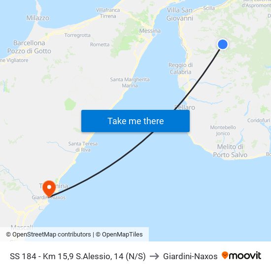 SS 184 - Km 15,9  S.Alessio, 14 (N/S) to Giardini-Naxos map