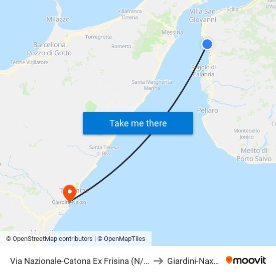 Via Nazionale-Catona  Ex Frisina (N/S) to Giardini-Naxos map