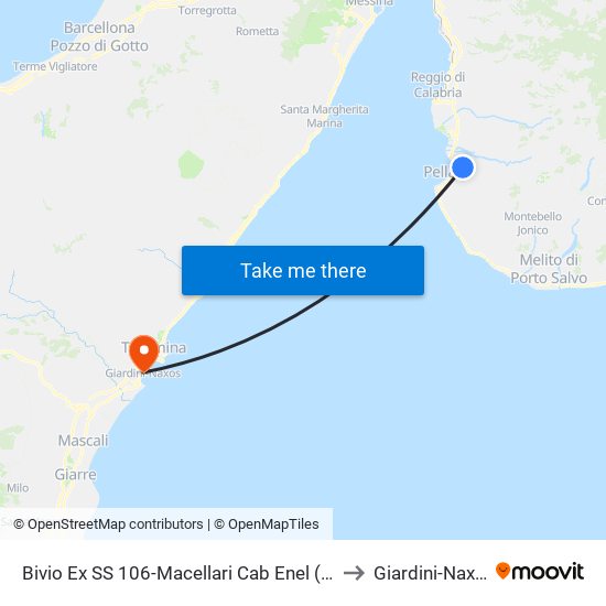 Bivio Ex SS 106-Macellari Cab Enel (N/S) to Giardini-Naxos map