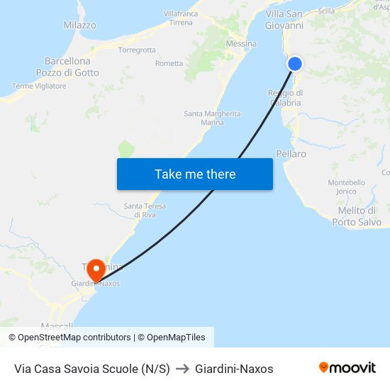 Via Casa Savoia  Scuole (N/S) to Giardini-Naxos map