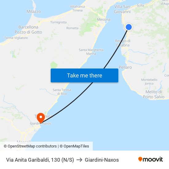 Via Anita Garibaldi, 130  (N/S) to Giardini-Naxos map