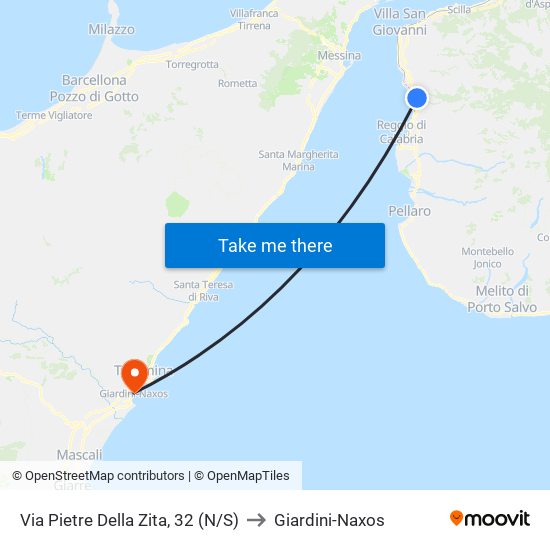 Via Pietre Della Zita, 32  (N/S) to Giardini-Naxos map