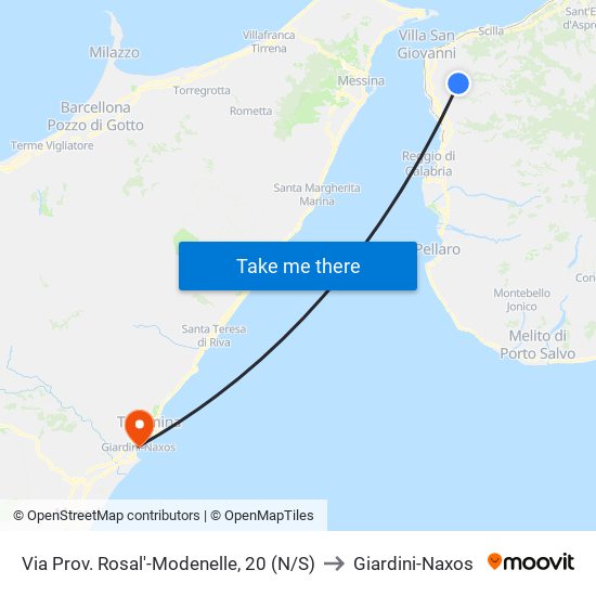 Via Prov. Rosal'-Modenelle, 20 (N/S) to Giardini-Naxos map