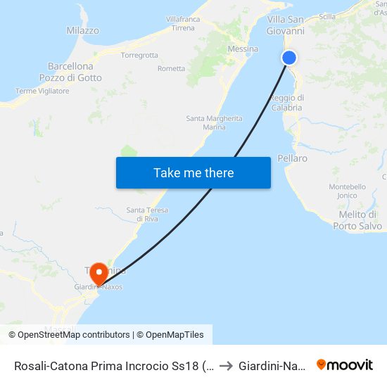 Rosali-Catona  Prima Incrocio Ss18 (N/S) to Giardini-Naxos map