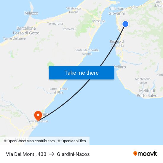 Via Dei Monti, 433 to Giardini-Naxos map