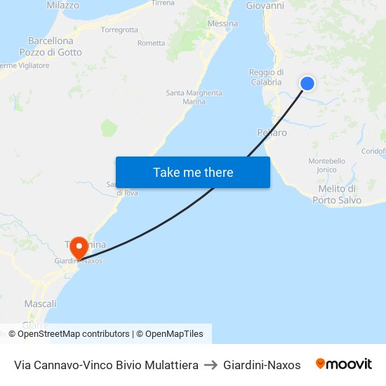 Via Cannavo-Vinco  Bivio Mulattiera to Giardini-Naxos map
