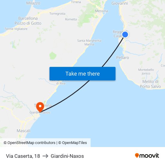 Via Caserta, 18 to Giardini-Naxos map