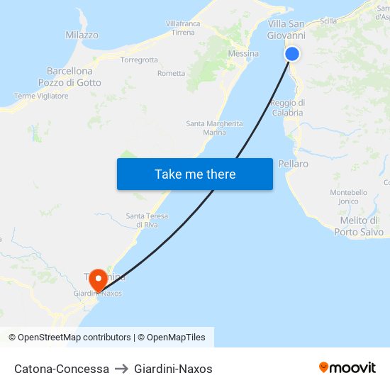 Catona-Concessa to Giardini-Naxos map