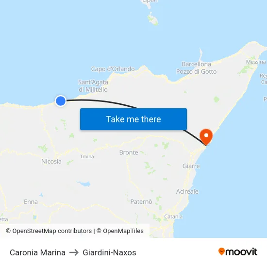Caronia - Via Brin, 81 to Giardini-Naxos map