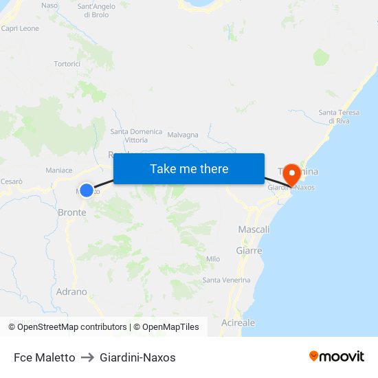 Fce Maletto to Giardini-Naxos map