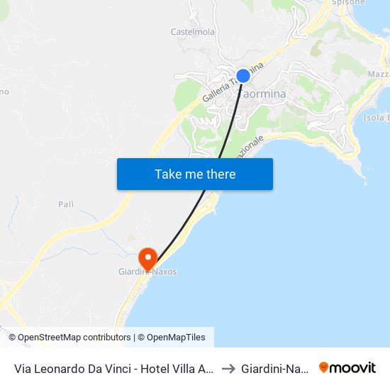 Via Leonardo Da Vinci - Hotel Villa Angela to Giardini-Naxos map