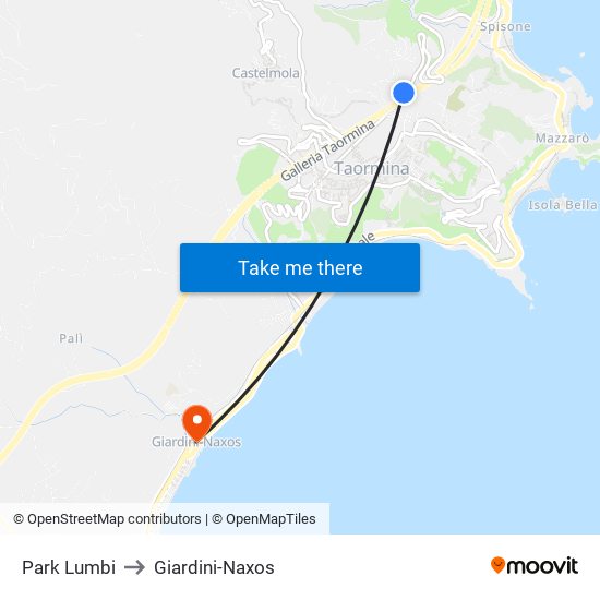 Park Lumbi to Giardini-Naxos map
