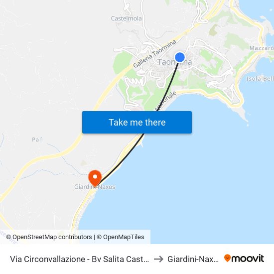 Via Circonvallazione - Bv Salita Castello to Giardini-Naxos map