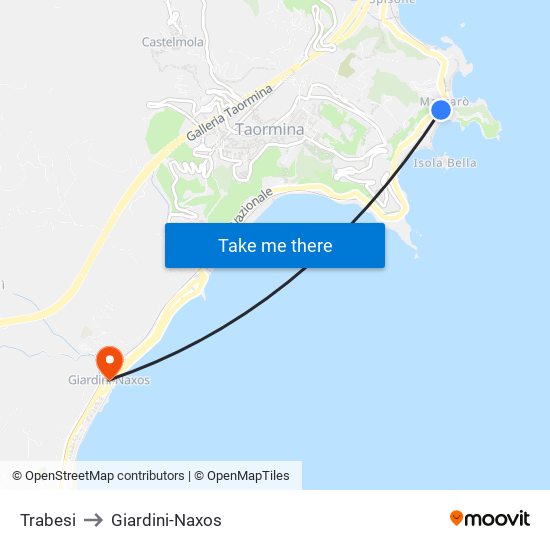 Trabesi to Giardini-Naxos map