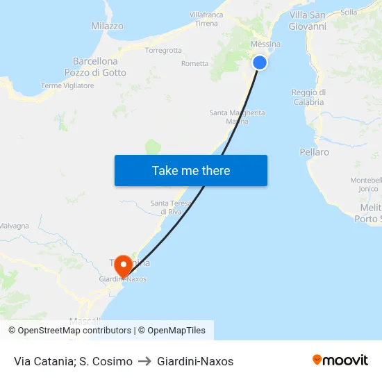 Catania Street; St. Cosimo to Giardini-Naxos map
