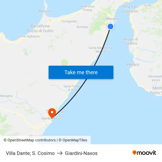 Villa Dante; St. Cosimo to Giardini-Naxos map