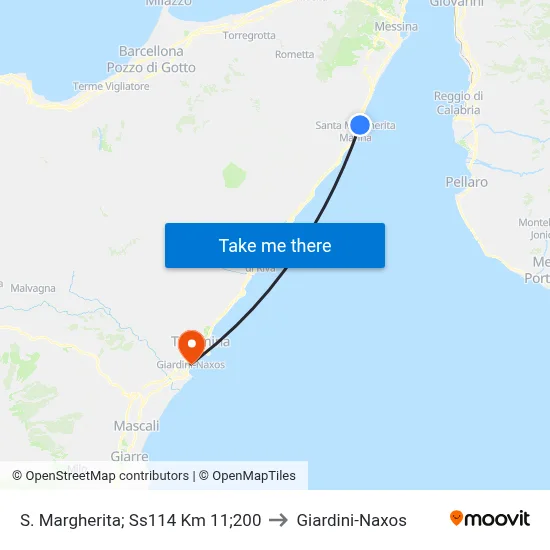 St Margherita State Road 114 Km 11.200 to Giardini-Naxos map