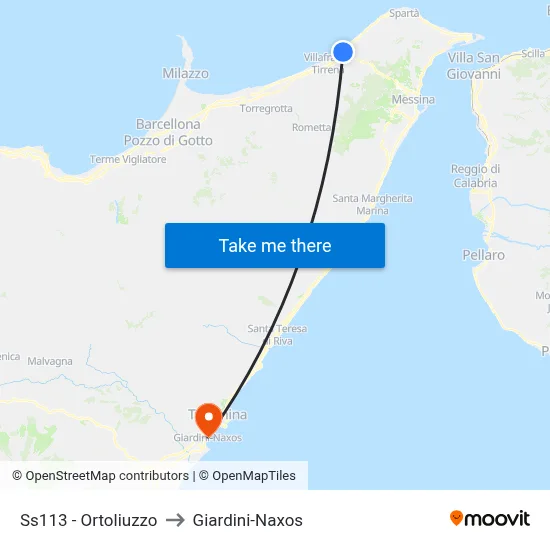 State Road 113 - Ortoliuzzo to Giardini-Naxos map