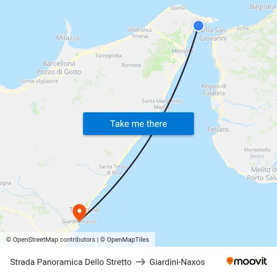 Strait Panoramic Road to Giardini-Naxos map