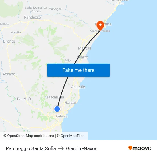 Santa Sofia Parking to Giardini-Naxos map