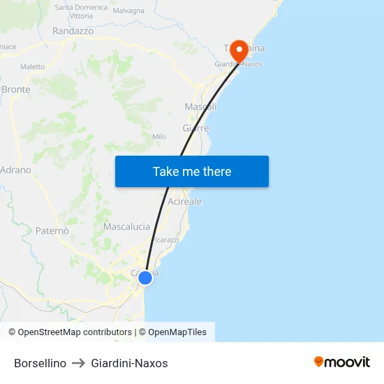 Borsellino to Giardini-Naxos map